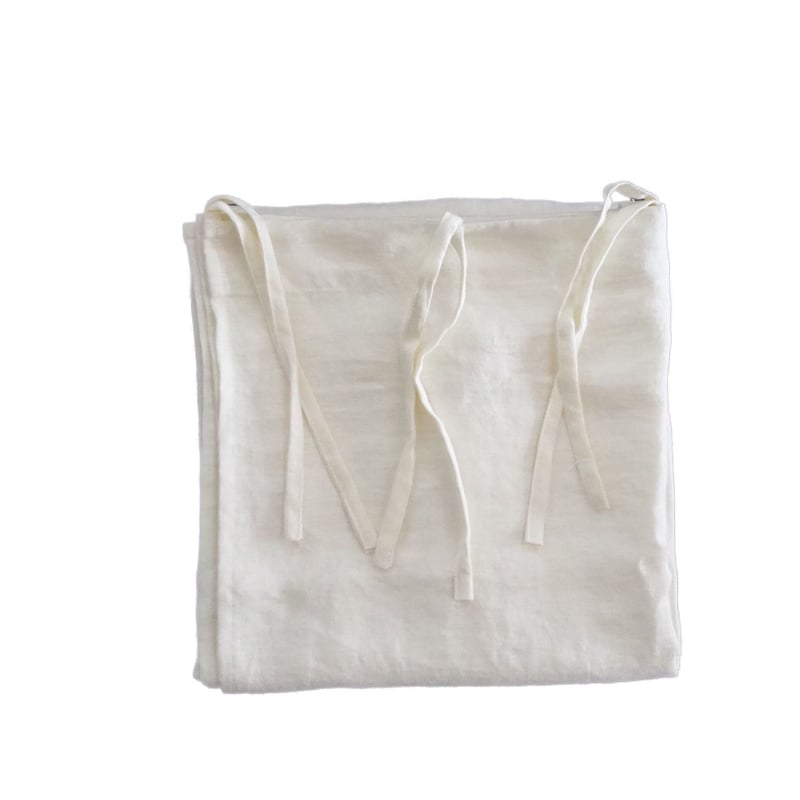 ポジャギ　140×70 ホワイトリネン　No.211 △ リクエスト分 リネンカーテン リボン アイボリー（W135cm×H213cm） | France Quilt