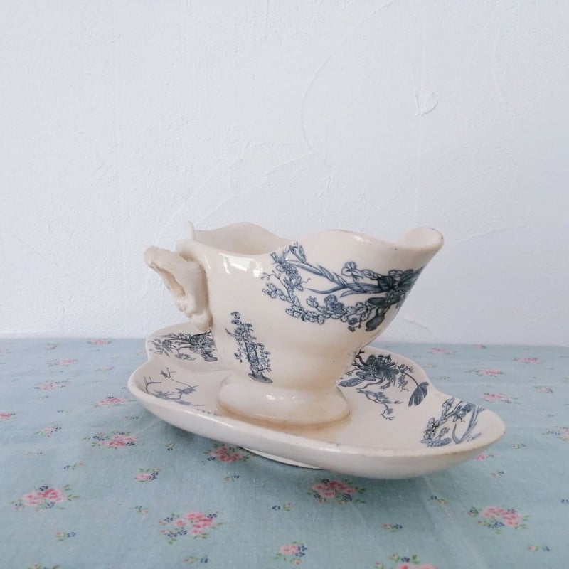 レア フランスアンティーク Gian ジアンYeddo 蓋付きソーシエール レア