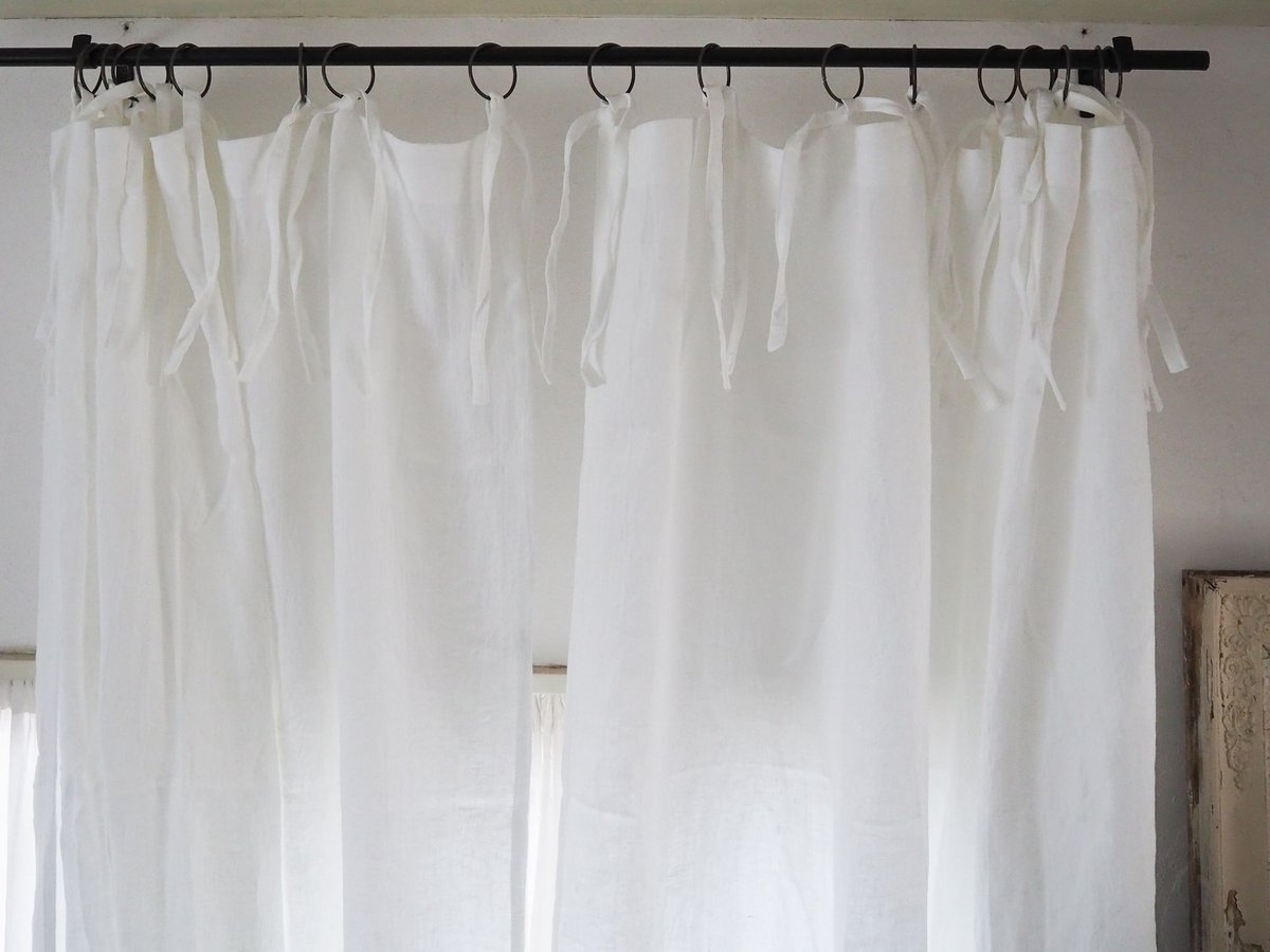 【値下げ中！】ANTRY＊リネン ツートンリボンカーテン 140×230cm 値下げ中！】ANTRY＊リネン ツートンリボンカーテン 140×230cm