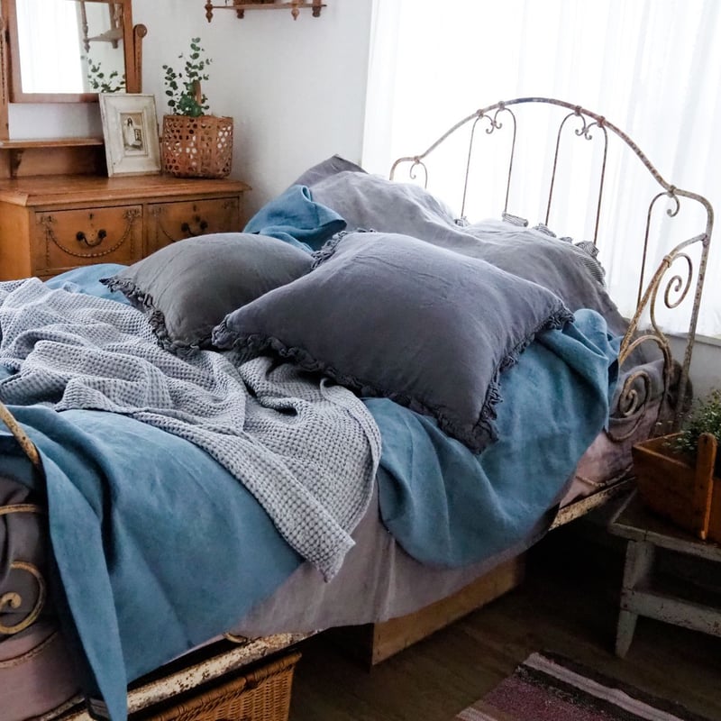 リネンシーツ グレーブルー 206㎝×259㎝ | France Quilt & Brocan
