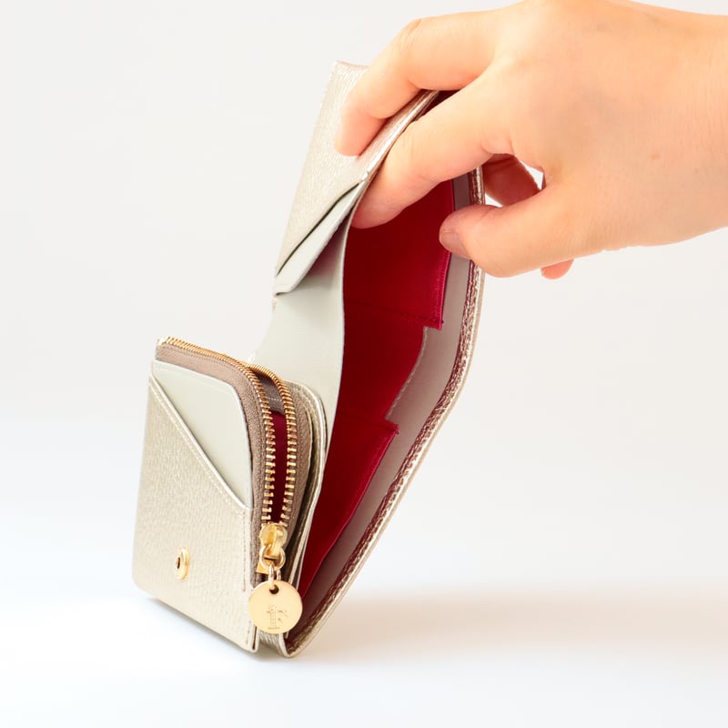 蜂 / 2つ折りミニウォレット/ゴールド ｜アップリケ財布 FIORAIA