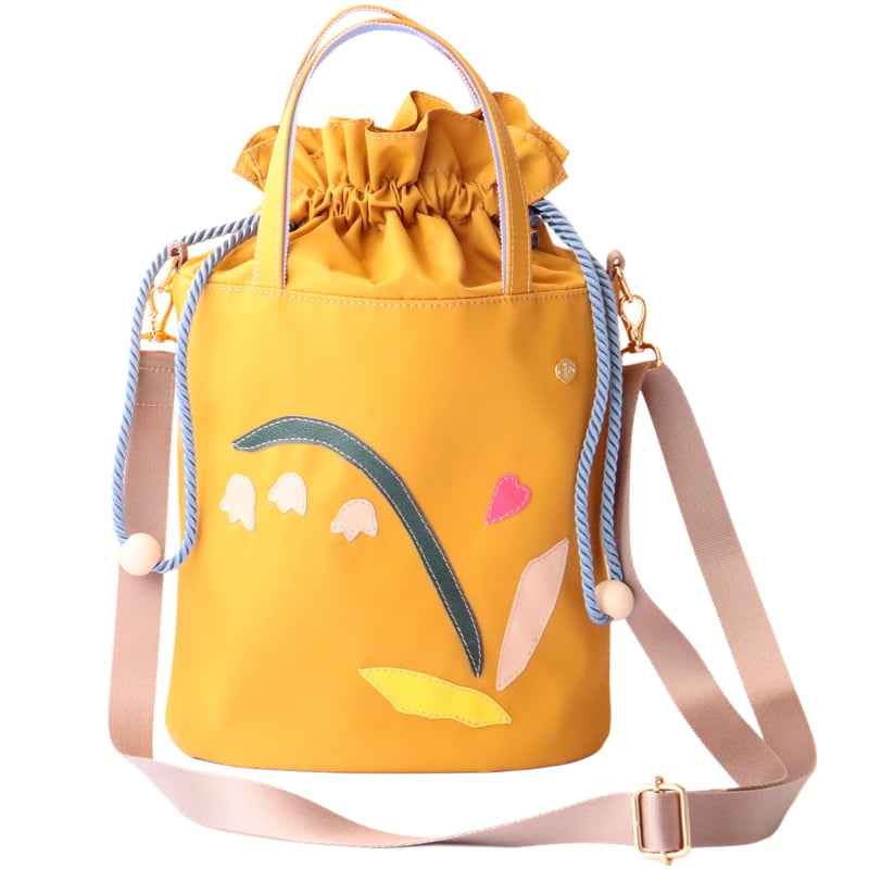 NYLON 巾着 2WAY shoulder bag / MUSTARD スズラン NYLON 巾着 2WAY shoulder bag / MUSTARD スズラン