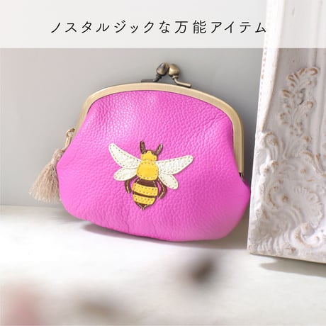 蜂 /  がま口ウォレット /  各色｜アップリケ財布 FIORAIAフィオライア