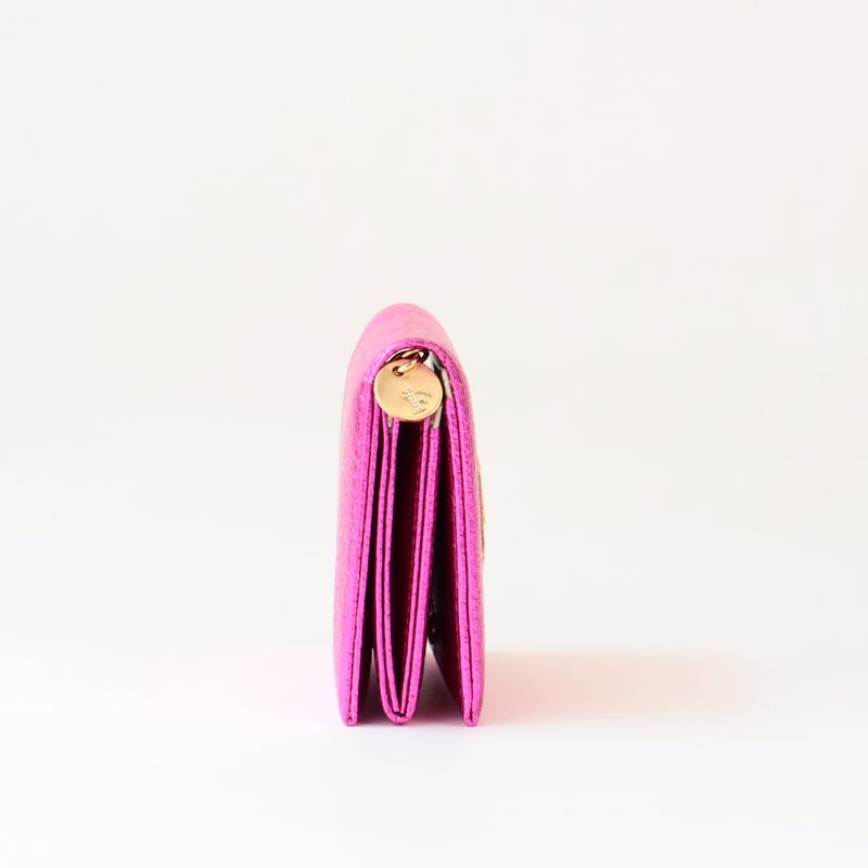 FIORAIA フィオライア　小さいレザー財布 蜂 / 2つ折りミニウォレット /ピンク箔｜アップリケ財布 FIORAIA