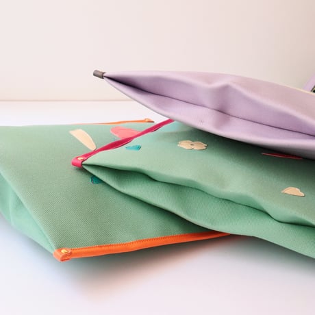 帆布  tote bag  /  GREEN 小さい花