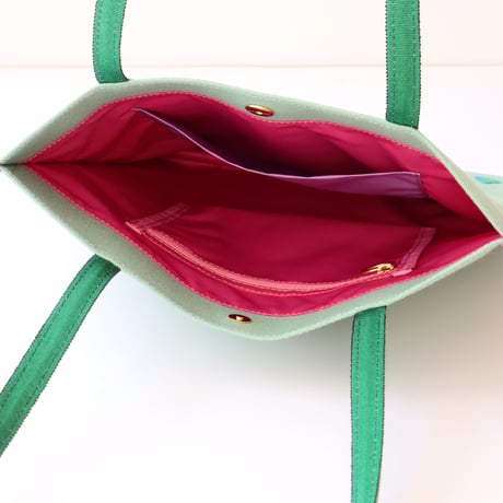 帆布  tote bag  /  GREEN 小さい花