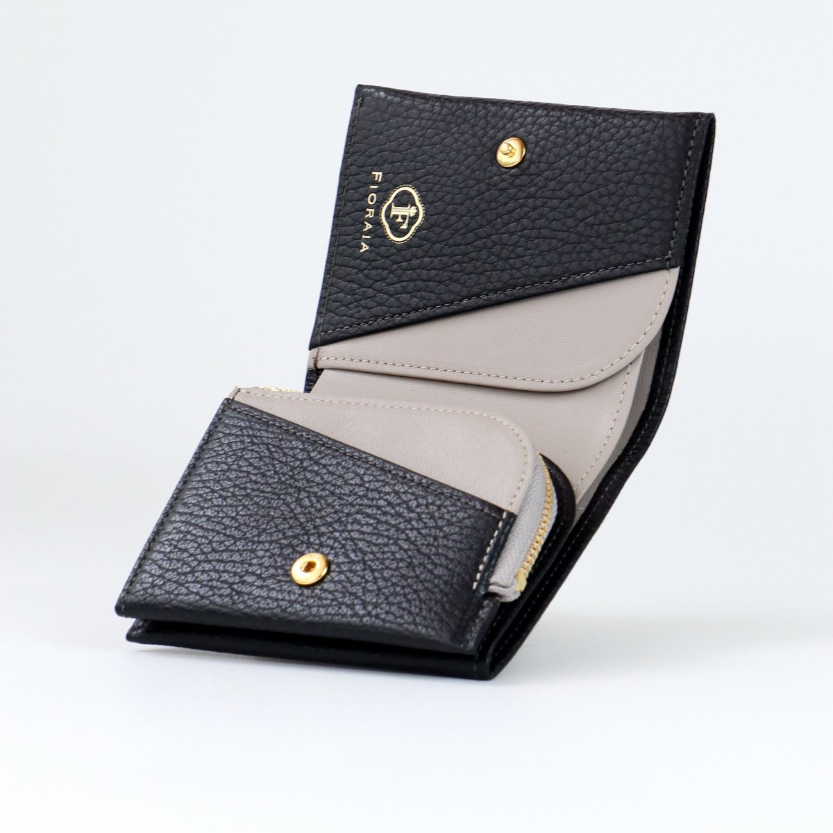 セルト / 2つ折りミニウォレット/ ブラック ｜アップリケ財布 FIORAIA