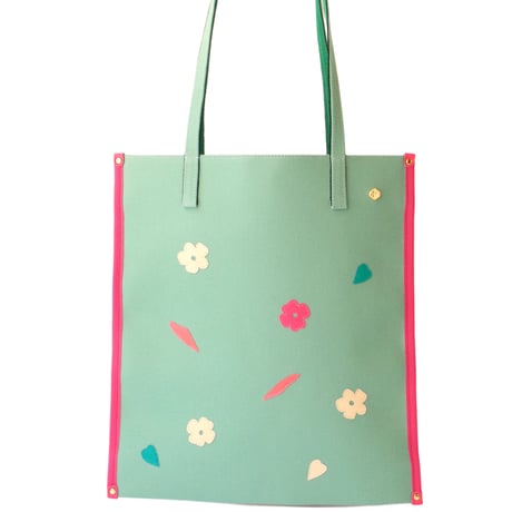 帆布  tote bag  /  GREEN 小さい花