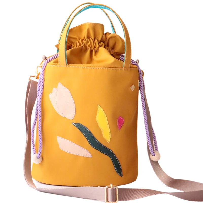 NYLON 巾着 2WAY shoulder bag / MUSTARD チューリ NYLON 巾着 2WAY shoulder bag / MUSTARD チューリ
