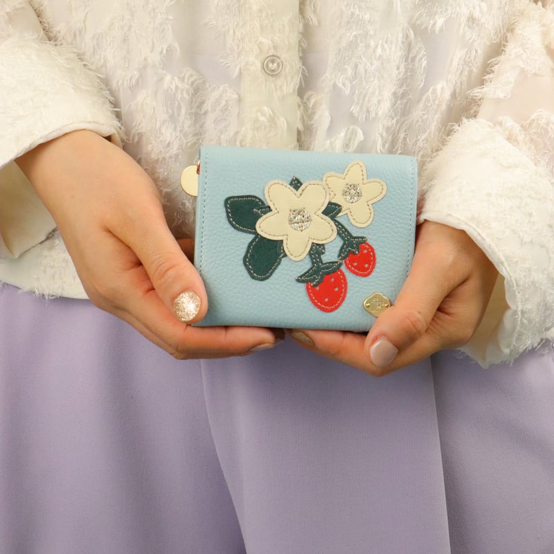 イチゴ / 2つ折りミニウォレット/ 各色｜アップリケ財布 FIORAIA