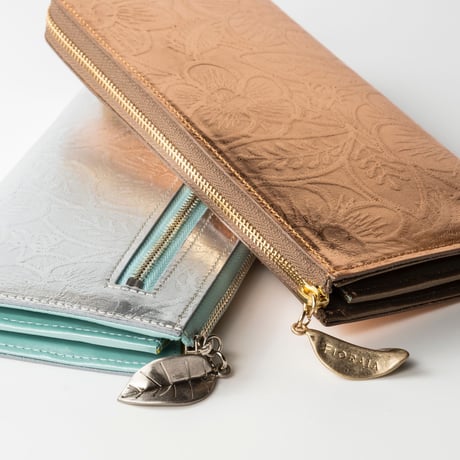 メタロ / ロングファスナーウォレット / COPPER ｜【訳あり品】SALE開催！アップリケ財布 FIORAIAフィオライア