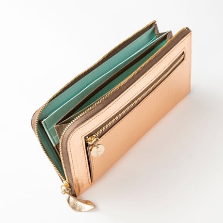 メタロ / ロングファスナーウォレット / COPPER ｜【訳あり品】SALE開催！アップリケ財布 FIORAIAフィオライア