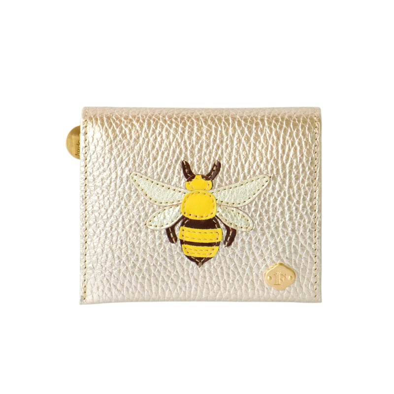 POK 様FIORAIA MINI WALLET Bee 二つ折り財布 レザー. 蜂 / 2つ折りミニウォレット/ゴールド ｜アップリケ財布 FIORAIA