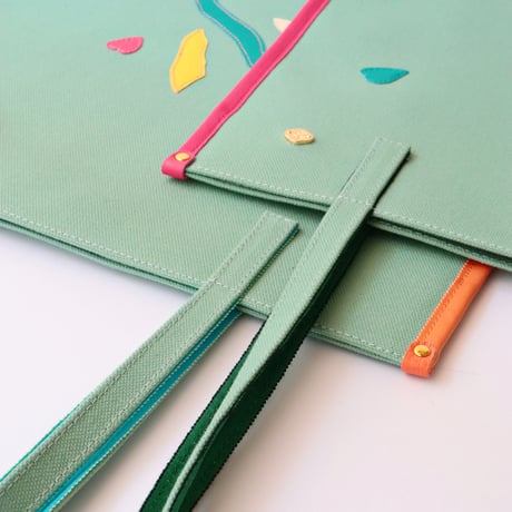 帆布  tote bag  /  GREEN 小さい花