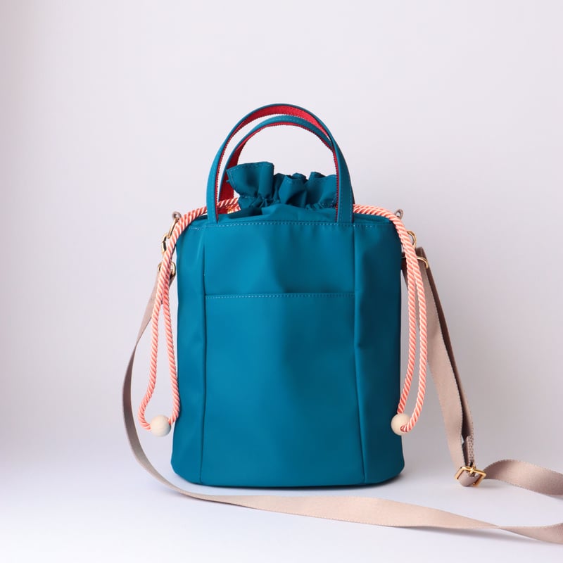 ナイロン巾着 2WAY ショルダーバッグ / Blue / 小花 | FIORAIA