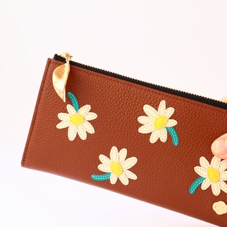 デイジー /  ミドルファスナーウォレット/ 各色 ｜アップリケ財布 FIORAIAフィオライア