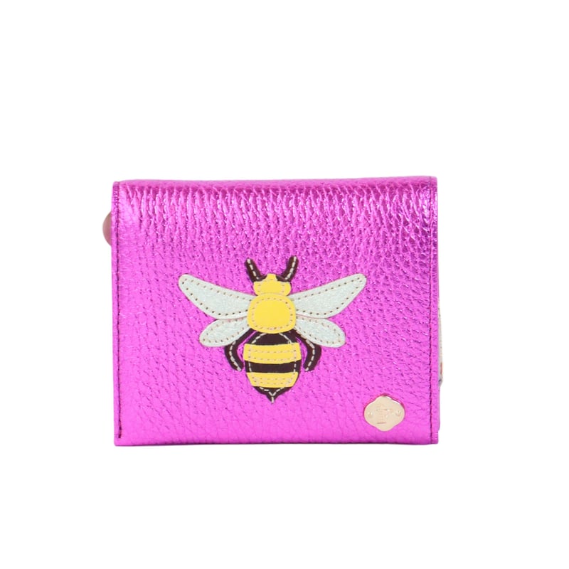 蜂 / 2つ折りミニウォレット /ピンク箔｜アップリケ財布 FIORAIA
