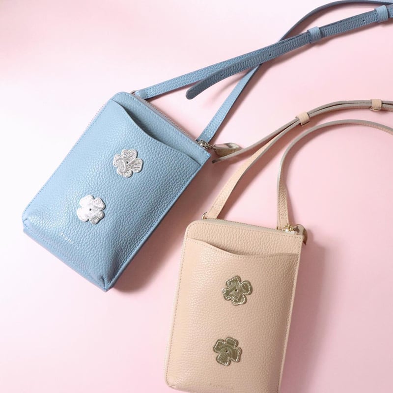 FIORAIA ショルダーバッグ　BLUE デイジーフィオライア　新品未使用　革 ウォレットショルダー / ライトブルー | アップリケ財布 FIORAIA
