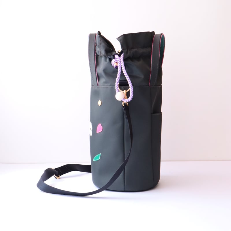 NYLON 巾着 2WAY shoulder bag / D.GRAY 小さい花 | F NYLON 巾着 2WAY shoulder bag / D.GRAY 小さい花 | F