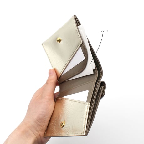 メタロ / ミニウォレット / LIGHT GOLD ｜【訳あり品】SALE開催！アップリケ財布 FIORAIAフィオライア