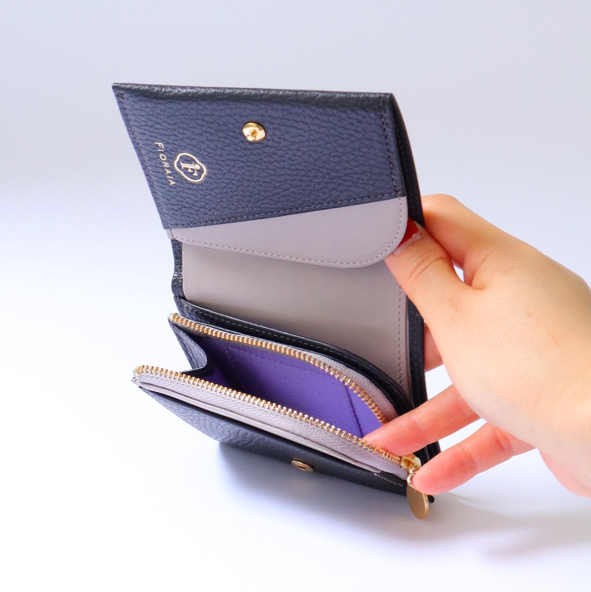 セルト / 2つ折りミニウォレット/ ブラック ｜アップリケ財布 FIORAIA