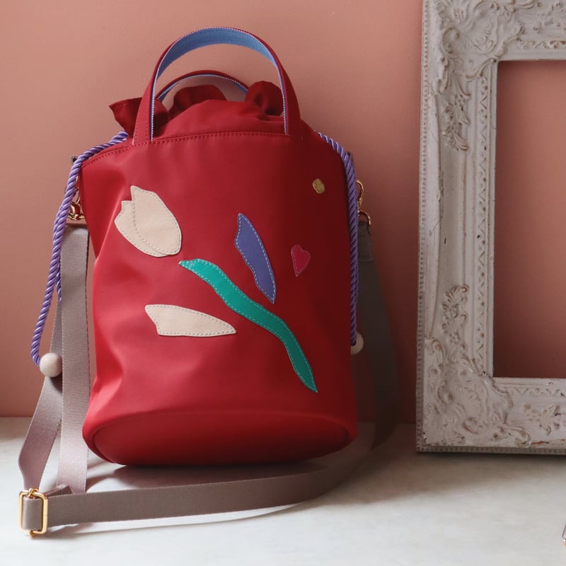 ナイロン巾着 2WAY ショルダーバッグ / Red / チューリップ | FIORAIA