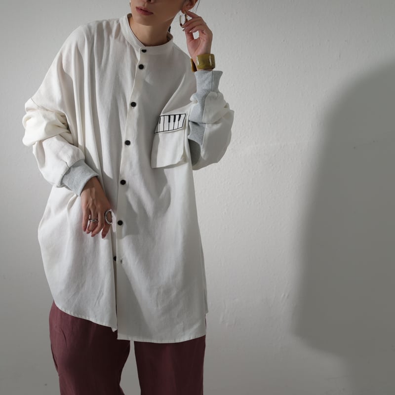 Kan Sano × antiqua - 長袖ピアノシャツ (ホワイト) | origami