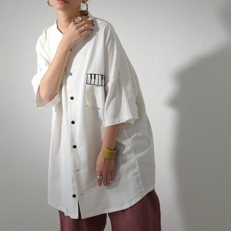 Kan Sano × antiqua - 半袖ピアノシャツ (イエロー)