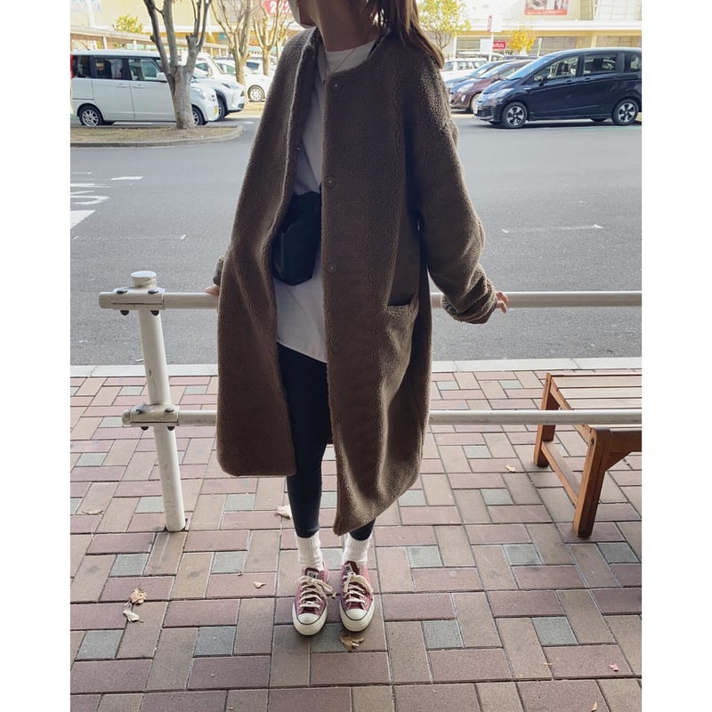 no collar boa long coat | s t k . no collar boa long coat | s t k .