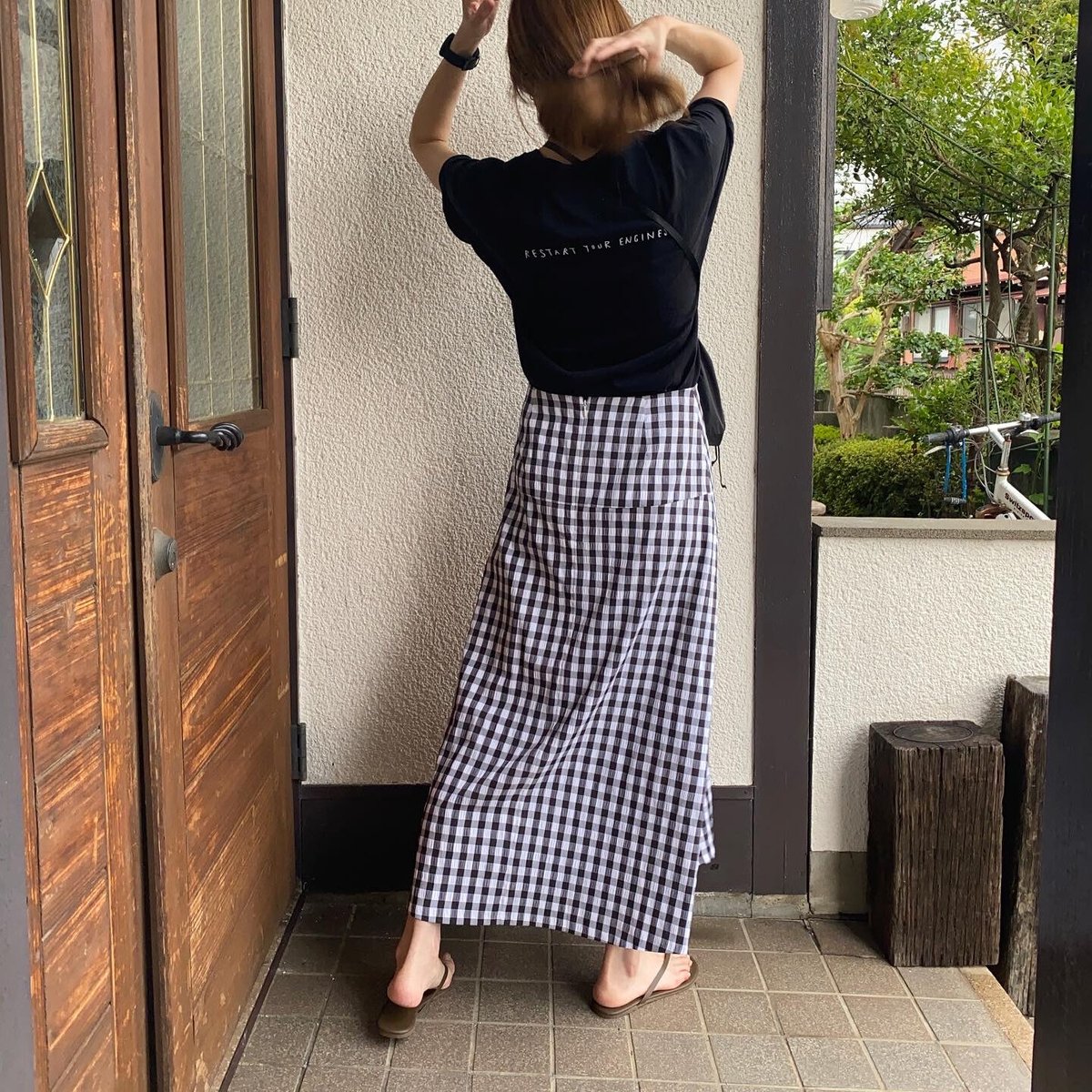 gingham check skirt | s t k .