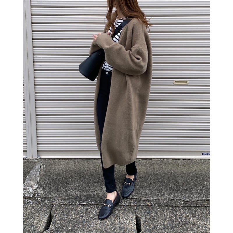 gown like long knit cardigan | s t k  