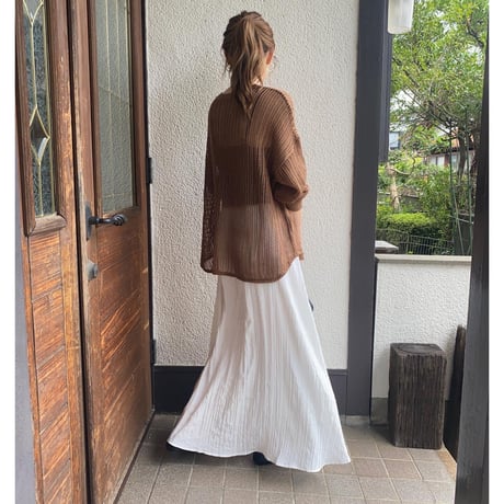 washer pleats natural long skirt