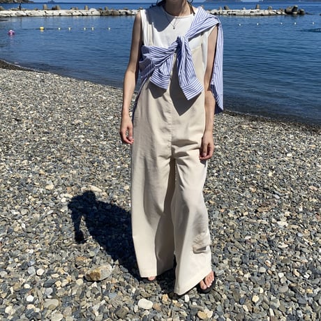 rayon＆linen camisole overalls