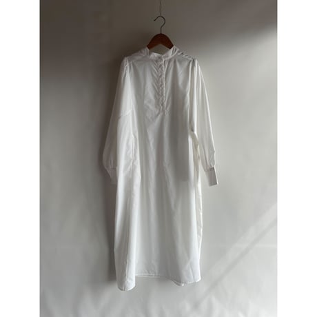 collarless white dress