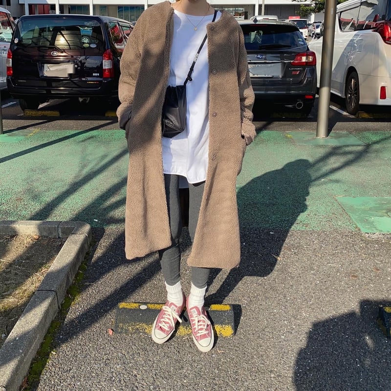 no collar boa long coat | s t k . no collar boa long coat | s t k .