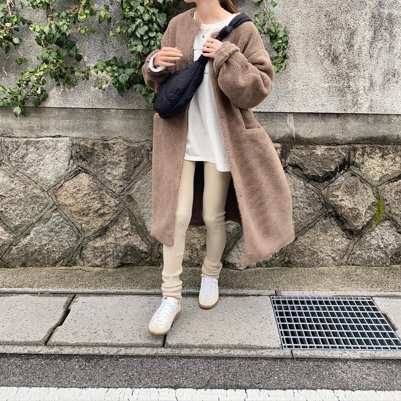 no collar boa long coat | s t k . no collar boa long coat | s t k .