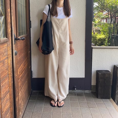rayon＆linen camisole overalls
