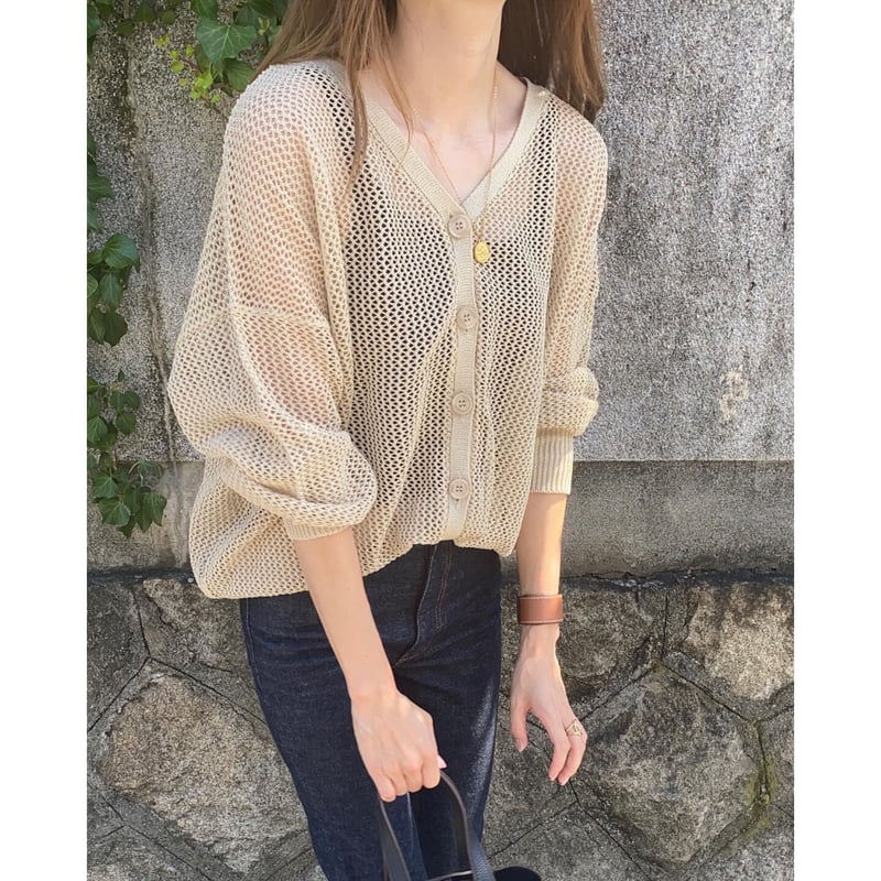 トップス MESHED KNIT CARDIGAN Women's Turtleneck Zip Up Cardigan Sweaters Oversized Drop