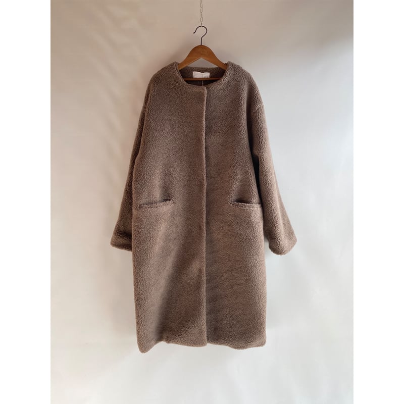 no collar boa long coat | s t k . no collar boa long coat | s t k .