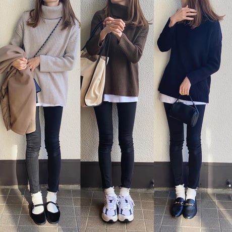 high neck sleeve knit tops