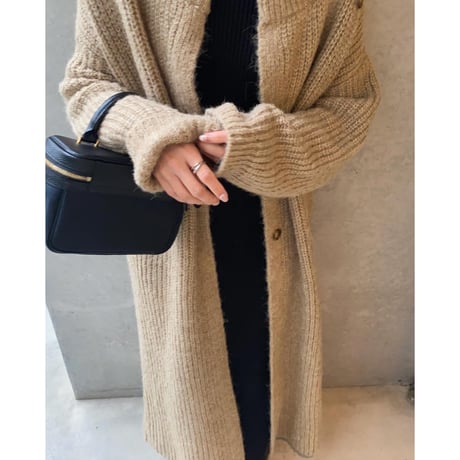 side button knit long  cardigan