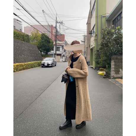 side button knit long  cardigan