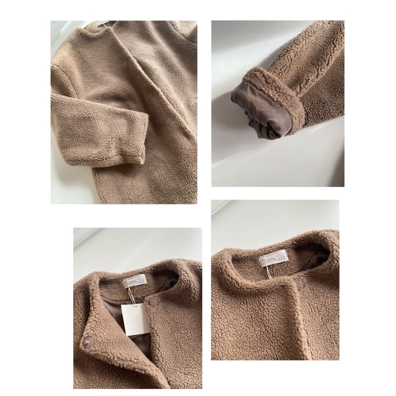 no collar boa long coat | s t k .