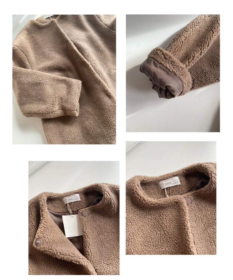 no collar boa long coat | s t k .