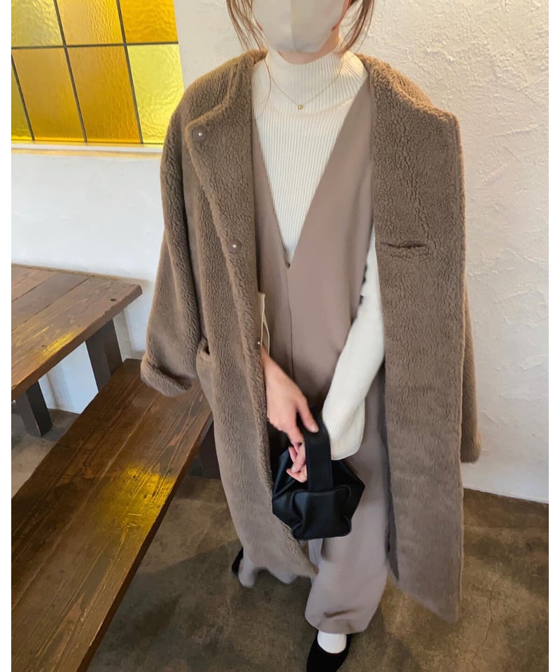 極美品！定価4万 glamb Boa long coat/ボアロングコートM 2024 ファッション 極美品！定価4万 glamb Boa long coat/ボア