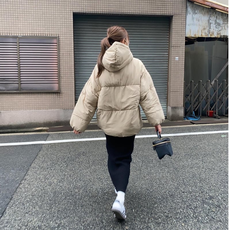 hood fake down jacket | s t k .