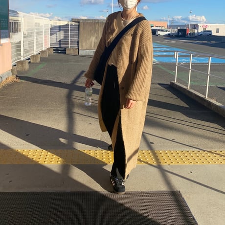 side button knit long  cardigan