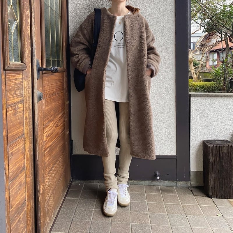 no collar boa coat ノーカラーボアコート (ivory)