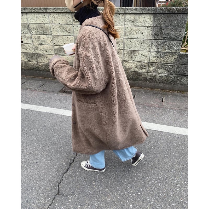 no collar boa long coat | s t k  