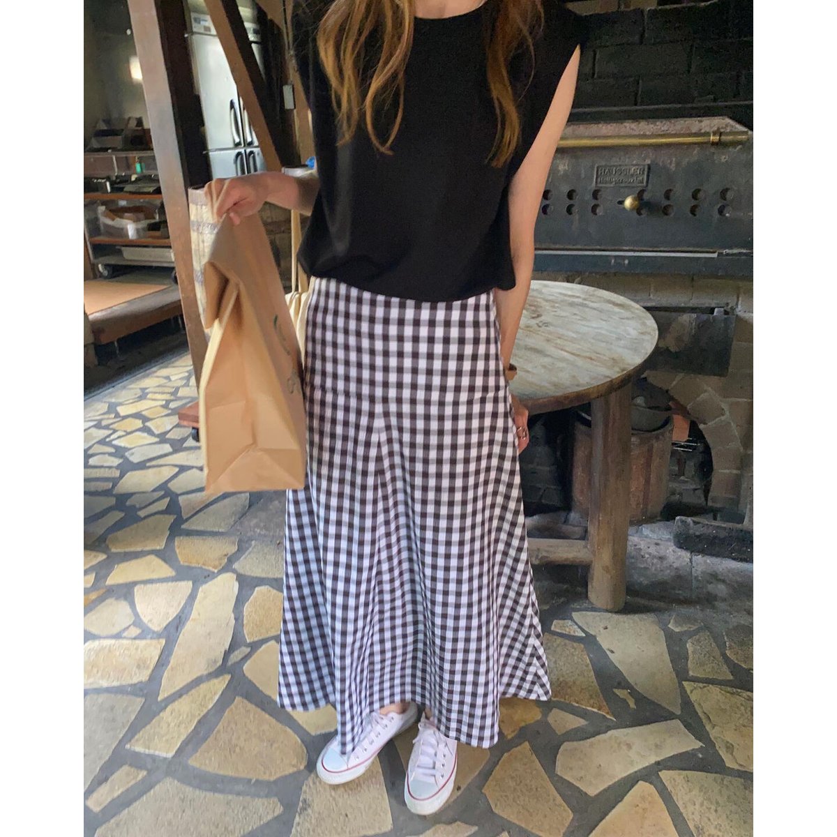 スカート Doll ginghamcheck skirt gingham check skirt | s t k .